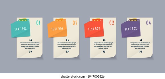 Text box design with note papers.