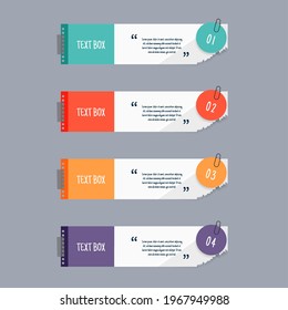 Text box design with note papers.