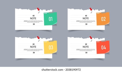 Text box design with note papers.