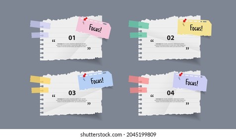 Text box design with note papers.