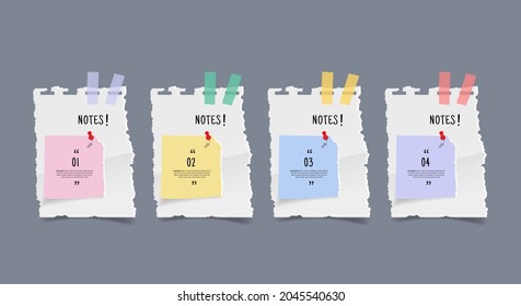 Text box design with note papers.