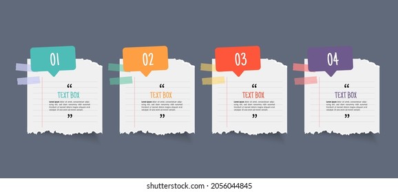 Text box design with note papers.