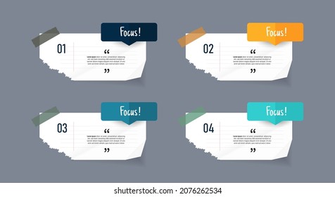 Text box design with note papers.