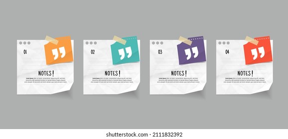 Text box design with note papers.