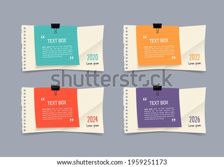 Text box design with note papers.
