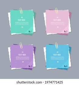 Text box design with notepapers sticker design element.