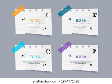 Text box design with notepapers sticker design element.