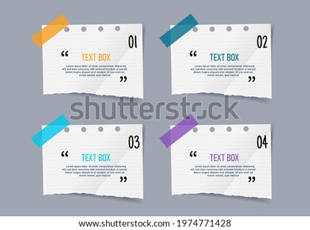 Text box design with notepapers sticker design element.