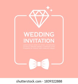 Text box design for wedding invitation, vector illustration on pink background svg