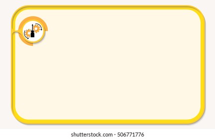 Text box for fill your text with cogwheels and screwdriver