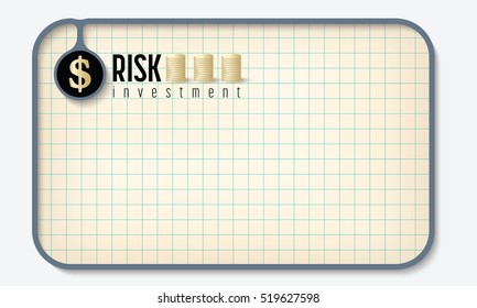 Text box for fill your text with graph paper and the words risk investment