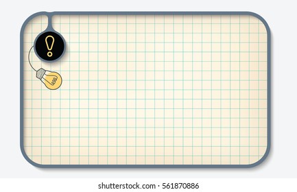Text box for fill your text with graph paper and exclamation mark