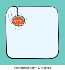 A text box for fill your text and justice icon