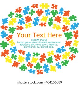 Text box with a frame of color puzzles