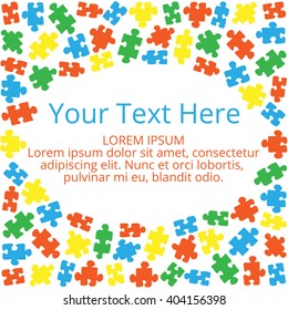 Text box with a frame of color puzzles