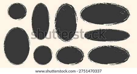 Text box frame rough grunge square, oval paint shape element. Brush frame rough rectangle box shape set. Vintage grunge boxes for collage, text, banner, sticker, poster design.