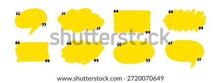 Text box frame set with quotation mark. Hand drawn marker brush stroke text speech message frame background. Quotation mark dialog speech, square, chat banner design template. Vector illustration