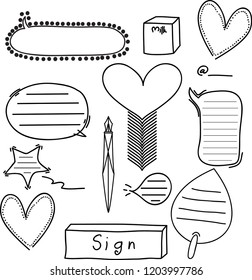 The text box the hand writing.,Text box doodle style.Vector illustration style.