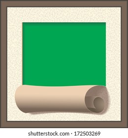 A text box with the heading. Blackboard with the field. canvas. Vector illustration