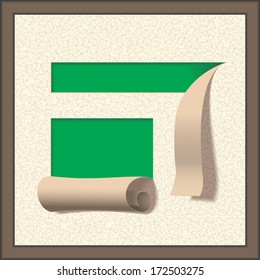 A text box with the heading. Blackboard with the field. canvas. Vector illustration