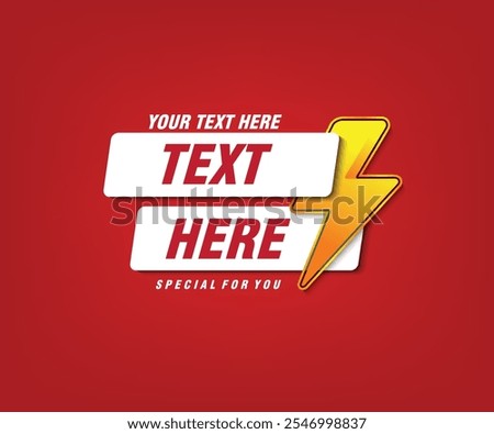 Text box and lightning on red background