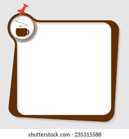 text box with magnifier and cup of coffee