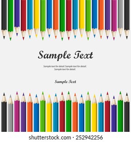Text box object with wooden color pencils, Pencils background.