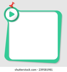 text box with pushpin and play symbol