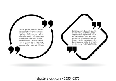 Text box with quote marks vector illustration isolated on white background