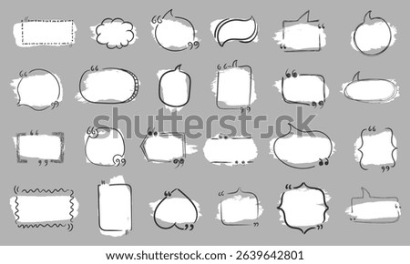 Text box with quote sticker abstract info set banner background cartoon mention citation message comment symbols memo communication remark talk frame education bubble offer

