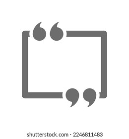 Cuadro de texto con comillas que representan una plantilla negra vectorial. La cotización marca el icono del marco de voz.