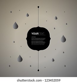 Text box with rain drops design background vector