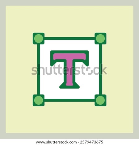 Text Box Resize Icon with green border handles and a pink letter T symbol