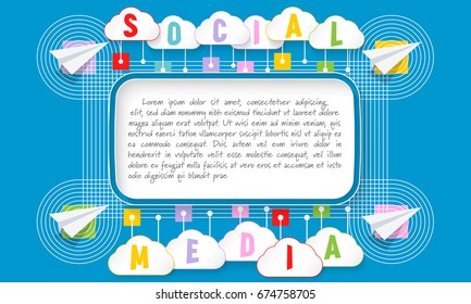 Text box with sample text and inscription  social media