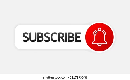 Text Box and Subscribe Button Template with the notification bell. Button on white background