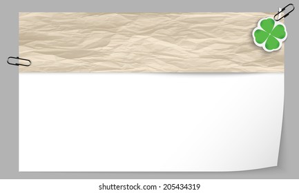 text box with texture of paper and cloverleaf
