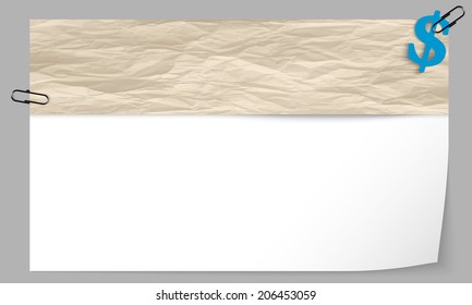 text box with texture of paper and dollar symbol