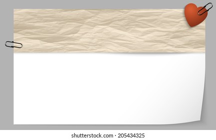 text box with texture of paper and heart