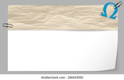 text box with texture of paper and omega symbol