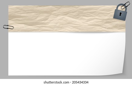 text box with texture of paper and padlock