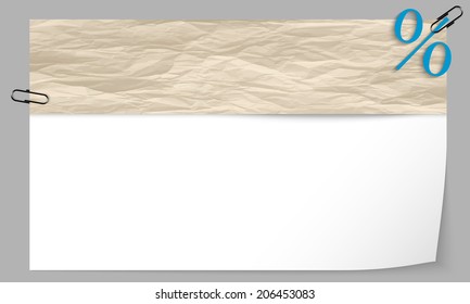 text box with texture of paper and percent symbol