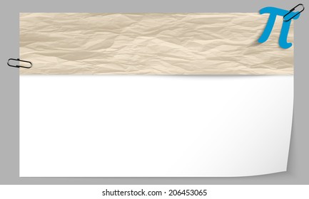 text box with texture of paper and pi symbol