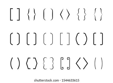 Text Brackets. Text Bracket Symbol Set, Vector Illustration