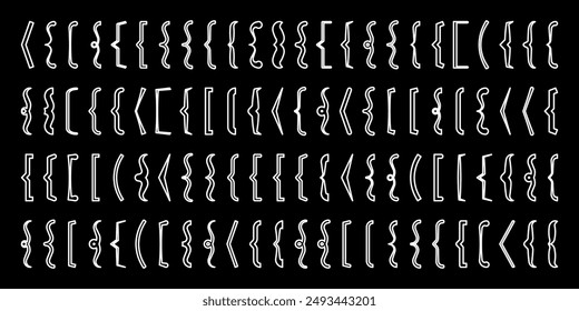 Text brackets collection, black quotation box. Curly, square and corner parentheses. Vintage typographical symbol, calligraphic quote frame. Doodle, lettering element. Vector illustration