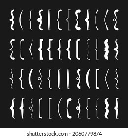 Colección de corchetes de texto, cuadro de comillas blancas. Curly, paréntesis cuadrado y de esquina. Símbolo tipográfico vintage, marco de cita caligráfica. Doodle, elemento con letras. Ilustración vectorial.
