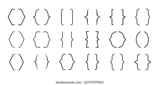 Text brackets, quote, banner icon set
