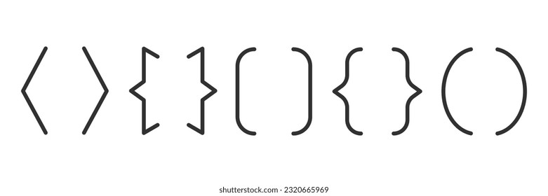 Text brackets, quote, banner icon set