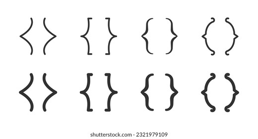 Corchetes de texto, comillas, conjunto de iconos de banners