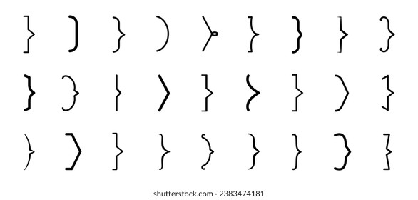 Text brackets, quote, banner icon set