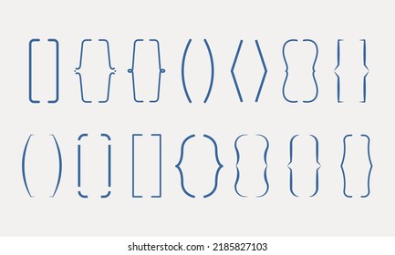 Curly braces, double symmetric brackets. Vector Typography symbols